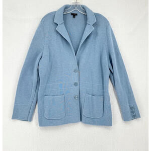 Talbots Plus Blue Knit Collared Long Sleeve Button Cardigan Sweater Sz 1X